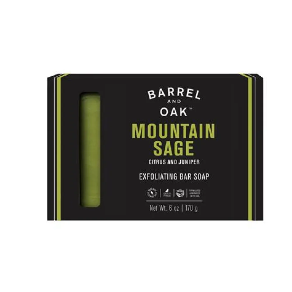 barrel__oak_exfoliating_s_0.webp Barrel & Oak Exfoliating Soap Bar - Mountain Sage Clearance