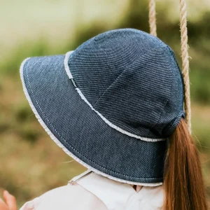 Bedhead Hats Bedhead Ponytail Ruffle Trim Bucket Hat with Strap-Denim Fashion