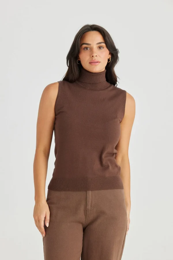 Brave & True Skye Knit Top - Cocao Sale