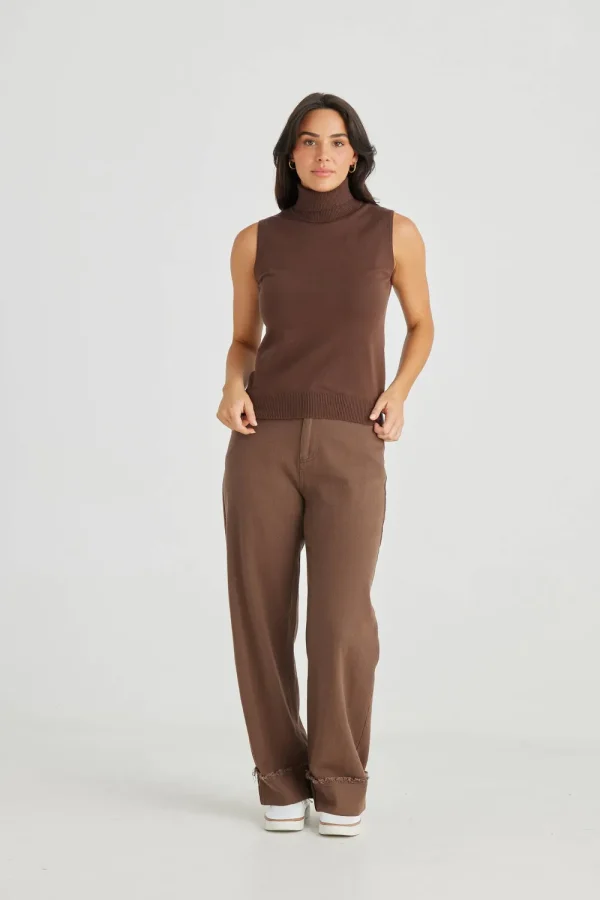 Brave & True Skye Knit Top - Cocao Sale