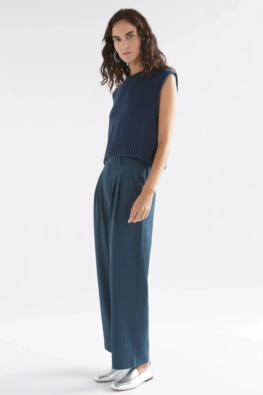 elk_lunel_knit_vest__deep_1.webp ELK Lunel Knit Vest - Deep Sea Blue Outlet