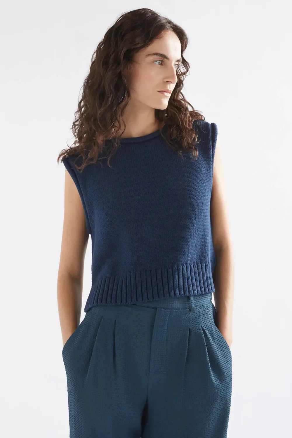 elk_lunel_knit_vest__deep_2.webp ELK Lunel Knit Vest - Deep Sea Blue Outlet