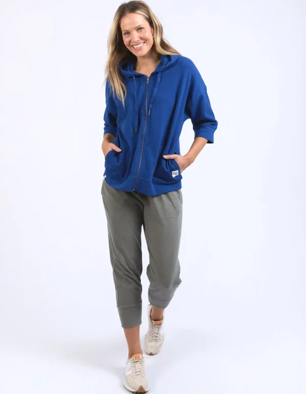 ELM BEACHY ZIP HOODIE - China Blue Hot