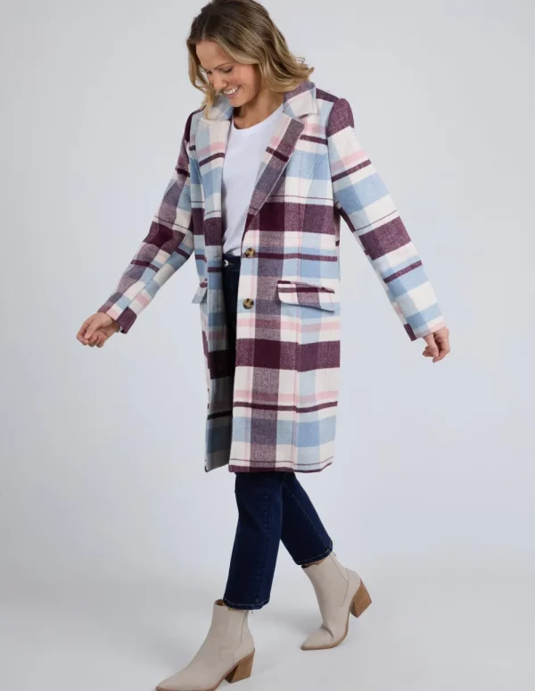 ELM Blanche Check Coat - Blue Fashion