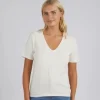 ELM Lexi V Neck Tee - Pearl Clearance