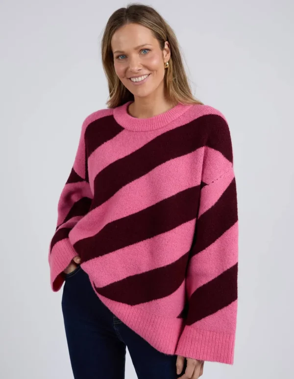 ELM Sage Diagonal Stripe Knit Discount