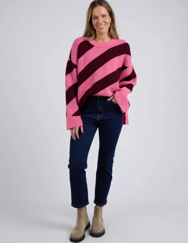 ELM Sage Diagonal Stripe Knit Discount