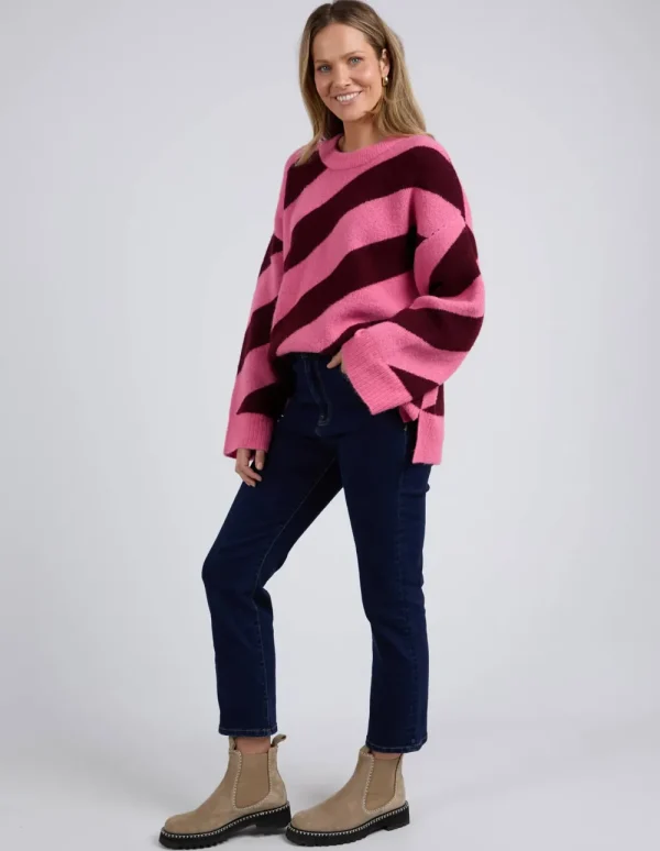 ELM Sage Diagonal Stripe Knit Discount
