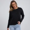 Foxwood Jayne Throw On Knit - Washed Black Outlet