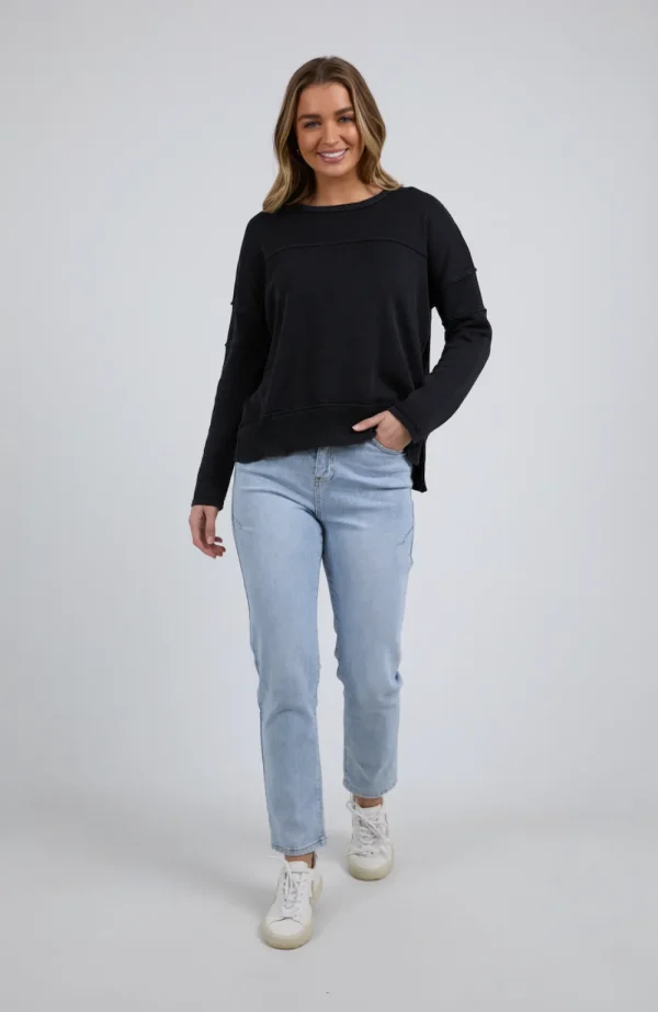 Foxwood Jayne Throw On Knit - Washed Black Outlet