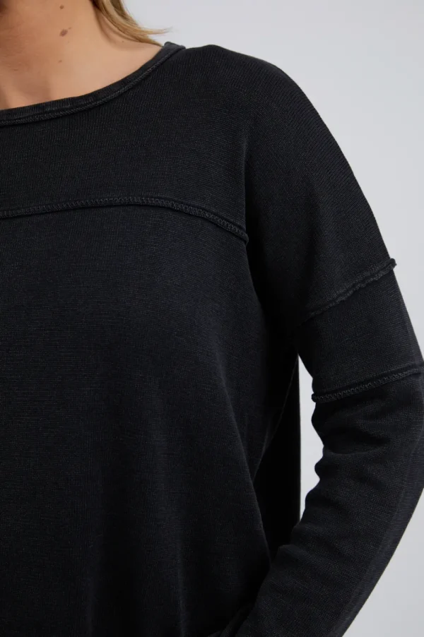 Foxwood Jayne Throw On Knit - Washed Black Outlet