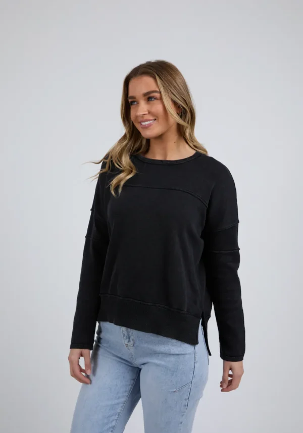 Foxwood Jayne Throw On Knit - Washed Black Outlet