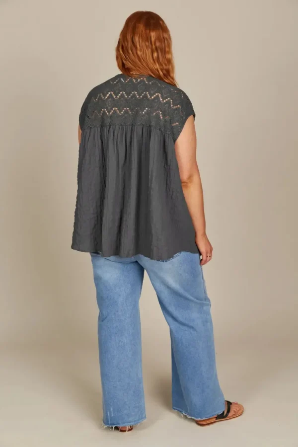 Isle Of Mine Fleur Relaxed Top - Graphite Discount
