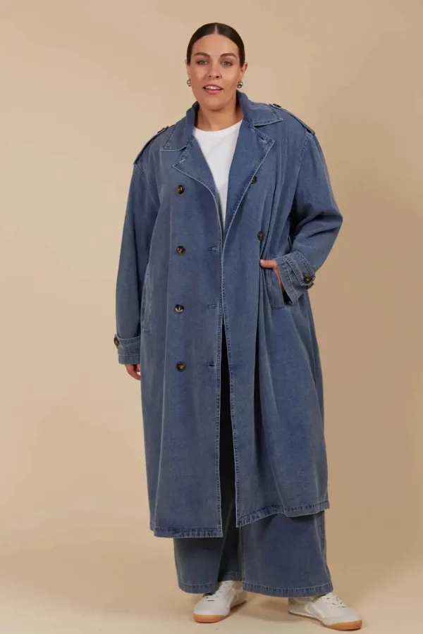 Isle Of Mine Freya Trench Coat -Denim Hot