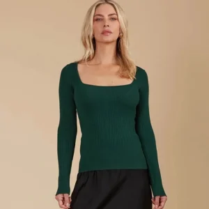Isle Of Mine Juno Square Neck Top - PIne Hot