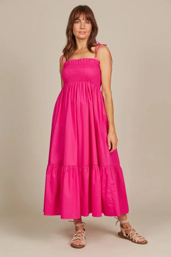 Isle Of Mine Remi Shirred Maxi - Raspberry Outlet