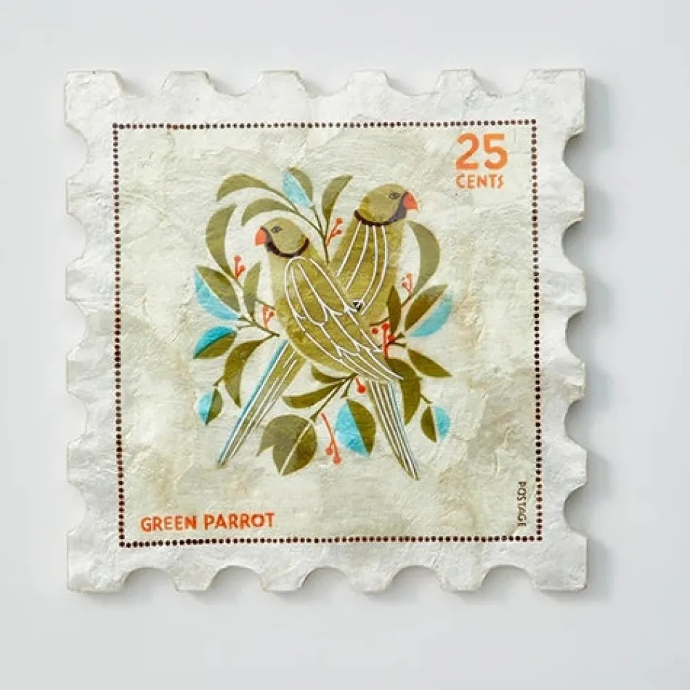 jones_and_co_parrot_stamp_0.webp Jones & Co Jones and Co Parrot Stamp Wall Art New