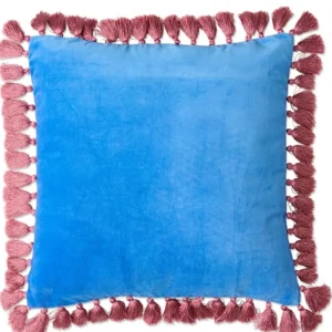Kip & Co Sapphire Blush Velvet Tassel Cushion Clearance