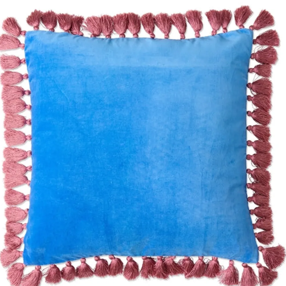 kip__co_sapphire_blush_ve_0.webp Kip & Co Sapphire Blush Velvet Tassel Cushion Clearance