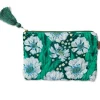 Kip & Co Tumbling Flowers Green Velvet Cosmetics Purse Discount