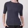 POL Nucleus Ribbed Tee Blue Clearance