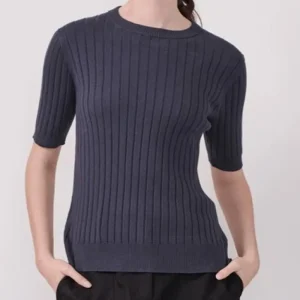 POL Nucleus Ribbed Tee Blue Clearance