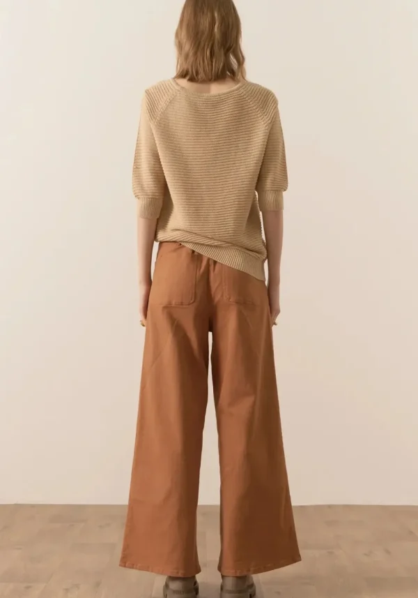 POL Orwell Ribbed Knit Tee - Camel Online