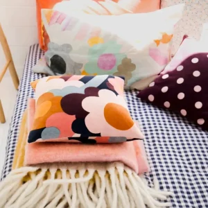 Rachel Castle Jumble Garden Velvet Cushion Hot