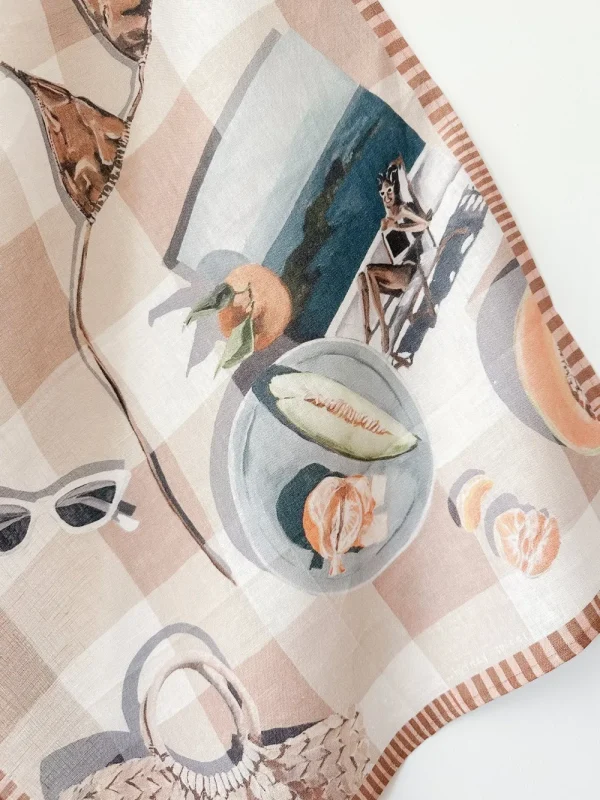 Whitney Spicer Linen Tea Towel - Tan Lines Sale