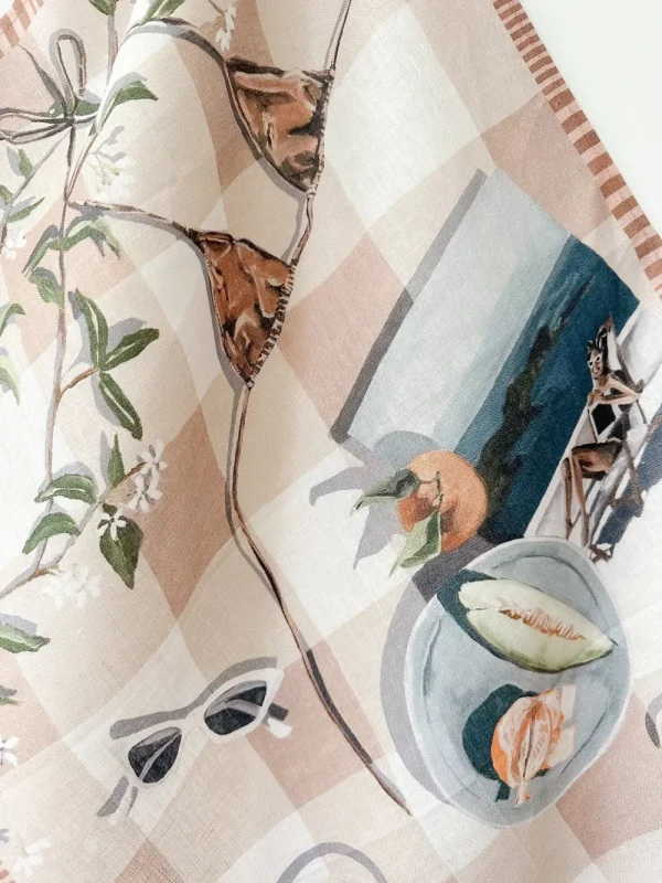 Whitney Spicer Linen Tea Towel - Tan Lines Sale