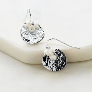 Zafino Eloise Earrings - Silver/Pearl Clearance